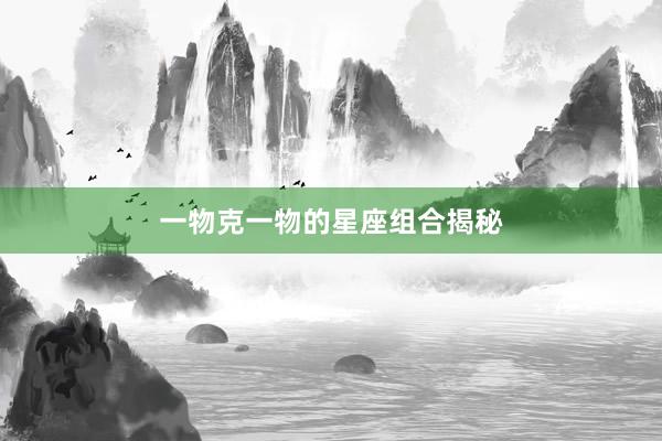 一物克一物的星座组合揭秘